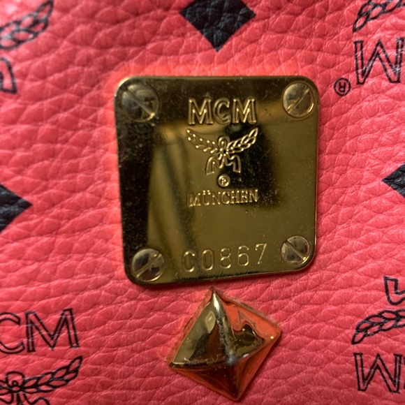 MCM Red Pink Stark Studded Medium Backpack - Picture 6 of 6